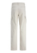 Thumbnail Pantalon cargo beige uni en coton à coupe droite avec 6 poches et logo blanc - Image 2