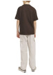 Thumbnail Pantalon cargo beige uni en coton à coupe droite avec 6 poches et logo blanc - Image 4