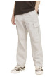 Thumbnail Pantalon cargo beige uni en coton à coupe droite avec 6 poches et logo blanc - Image 6