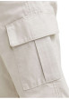 Thumbnail Pantalon cargo beige uni en coton à coupe droite avec 6 poches et logo blanc - Image 8