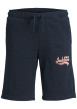 Thumbnail Short jogging en coton mélangé marine avec logo imprimé en rouge et blanc