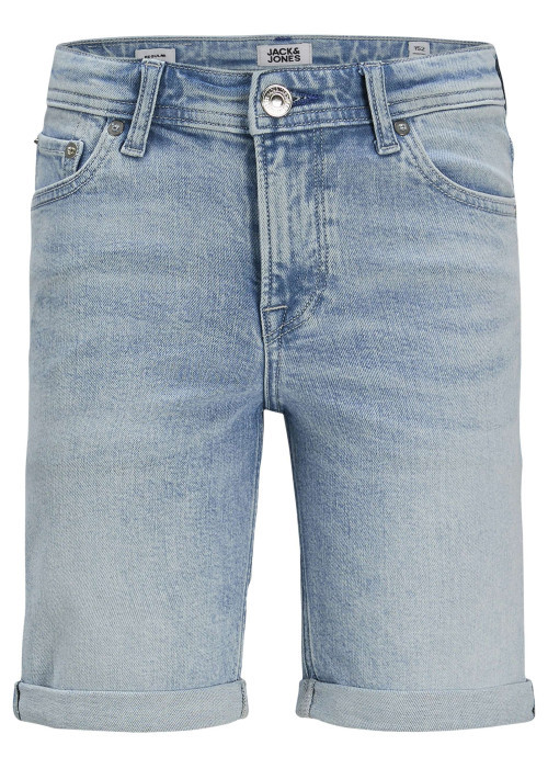 Short 5 poches en coton biologique bleu ciel délavé avec une coupe droite