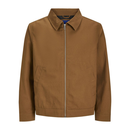 Blouson manches longues en coton brun uni à...