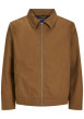 Thumbnail Blouson manches longues en coton brun uni à coupe droite avec un col italien