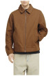Thumbnail Blouson manches longues en coton brun uni à coupe droite avec un col italien - Image 2