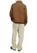 Thumbnail Blouson manches longues en coton brun uni à coupe droite avec un col italien - Image 3