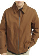 Thumbnail Blouson manches longues en coton brun uni à coupe droite avec un col italien - Image 4