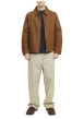 Thumbnail Blouson manches longues en coton brun uni à coupe droite avec un col italien - Image 5