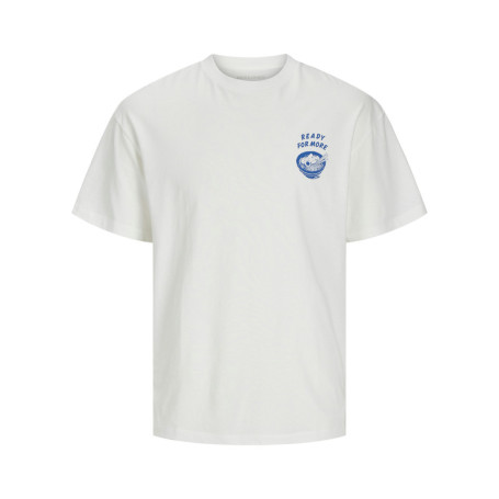 T-shirt en coton blanc imprimé bleu à coupe...