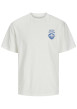 Thumbnail T-shirt en coton blanc imprimé bleu à coupe ample et col rond
