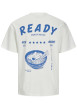 Thumbnail T-shirt en coton blanc imprimé bleu à coupe ample et col rond - Image 2
