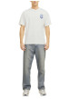Thumbnail T-shirt en coton blanc imprimé bleu à coupe ample et col rond - Image 3