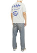 Thumbnail T-shirt en coton blanc imprimé bleu à coupe ample et col rond - Image 4