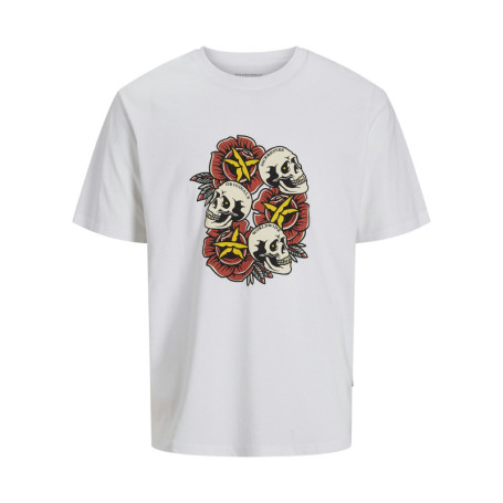 T-shirt en coton blanc imprimé rouge avec une...