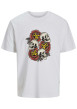 Thumbnail T-shirt en coton blanc imprimé rouge avec une coupe ample et un col rond