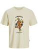 Thumbnail T-shirt manches courtes en coton écru imprimé avec coupe ample et col rond