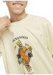 Thumbnail T-shirt manches courtes en coton écru imprimé avec coupe ample et col rond - Image 5
