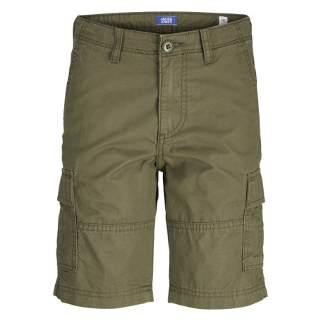 Short cargo kaki monochrome en coton avec 6...