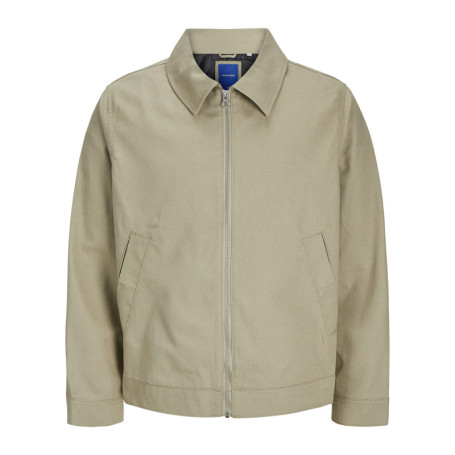 Blouson manches longues beige uni en coton avec...
