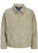 Thumbnail Blouson manches longues beige uni en coton avec col italien et coupe droite