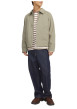 Thumbnail Blouson manches longues beige uni en coton avec col italien et coupe droite - Image 2