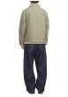 Thumbnail Blouson manches longues beige uni en coton avec col italien et coupe droite - Image 3