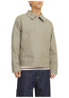 Thumbnail Blouson manches longues beige uni en coton avec col italien et coupe droite - Image 4