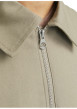 Thumbnail Blouson manches longues beige uni en coton avec col italien et coupe droite - Image 6