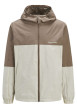 Thumbnail Blouson manches longues marron et beige à coupe droite avec col à capuche