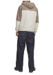 Thumbnail Blouson manches longues marron et beige à coupe droite avec col à capuche - Image 3