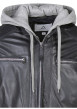 Thumbnail Blouson en cuir en cuir de mouton bleu uni droit avec parmenture à capuche - Image 3