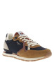 Thumbnail Baskets running en cuir cognac à talon plat avec logo beige et lacets plats - Image 3