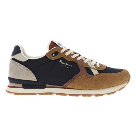 Baskets running en cuir cognac à talon plat...