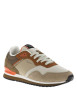 Thumbnail Baskets running en cuir marron et orange à talon plat avec logo blanc - Image 3
