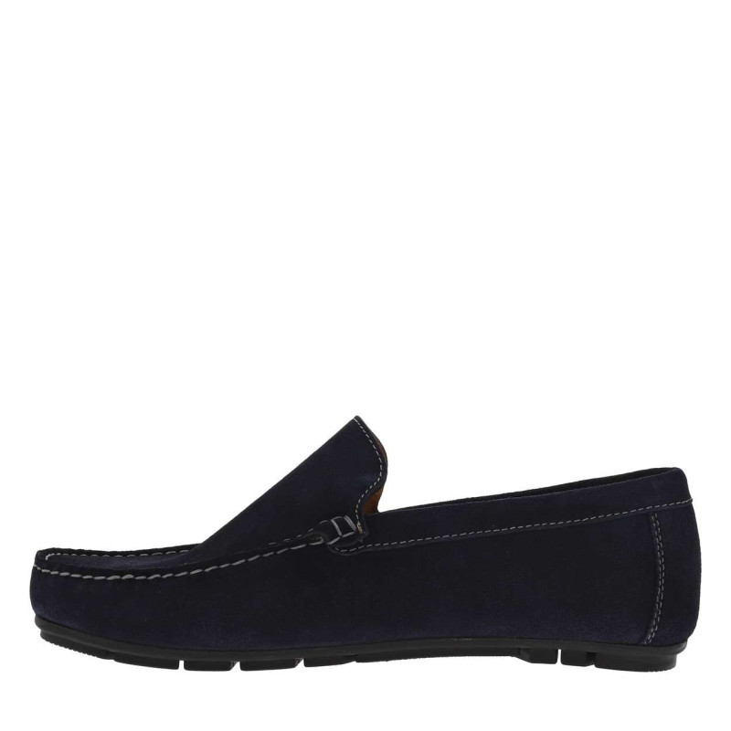 Redskins - Mocassins Marine En Cuir Nubuck à Semelle Noire Avec Logo Embossé - Marine