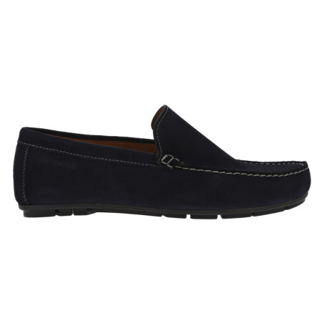 Mocassins marine en cuir nubuck à semelle noire...