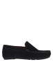 Thumbnail Mocassins marine en cuir nubuck à semelle noire avec logo embossé