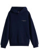 Thumbnail Sweat bleu marine à capuche en coton mélangé avec logo blanc et coupe droite