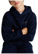 Thumbnail Sweat bleu marine à capuche en coton mélangé avec logo blanc et coupe droite - Image 5