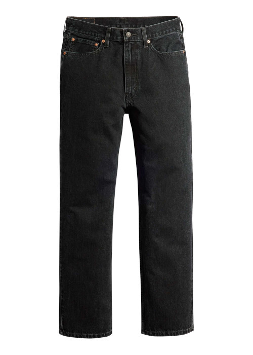 Jean 565 en coton noir uni avec une coupe ample et une taille mi-haute