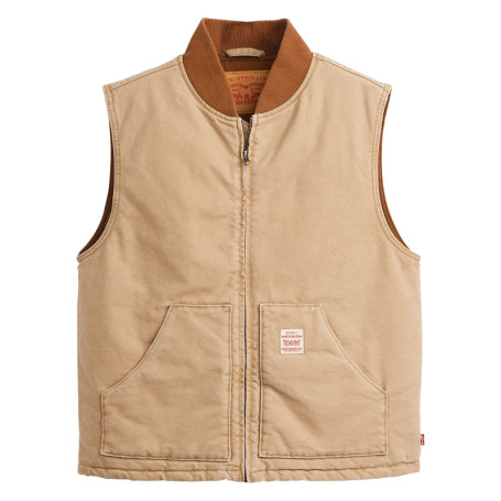 Veste sans manches en coton beige unie avec un...