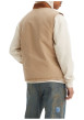 Thumbnail Veste sans manches en coton beige unie avec un col bomber et des grandes poches - Image 2