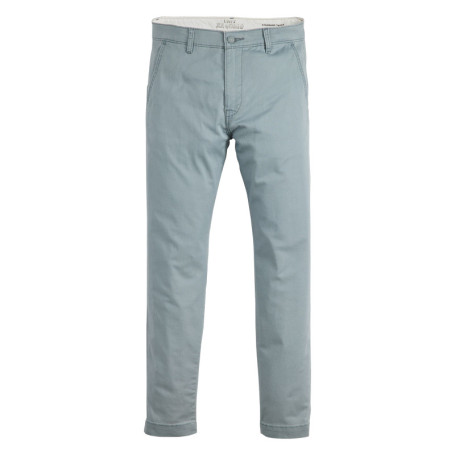 Chino en coton mélangé bleu uni à coupe slim...
