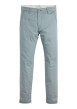 Thumbnail Chino en coton mélangé bleu uni à coupe slim avec une taille intermédiaire