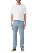 Thumbnail Chino en coton mélangé bleu uni à coupe slim avec une taille intermédiaire - Image 4