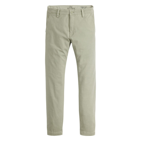 Chino en coton beige uni avec une coupe slim et...