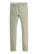 Thumbnail Chino en coton beige uni avec une coupe slim et des passants pour ceinture