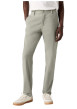 Thumbnail Chino en coton beige uni avec une coupe slim et des passants pour ceinture - Image 4