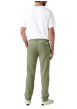 Thumbnail Chino en coton mélangé vert uni à coupe slim avec une taille intermédiaire - Image 2