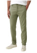 Thumbnail Chino en coton mélangé vert uni à coupe slim avec une taille intermédiaire - Image 4